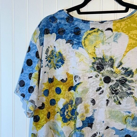 Allison Daley Pullover Top Women 3Xlarge Embellished Rhinestone Floral Short SLV - Picture 8 of 10